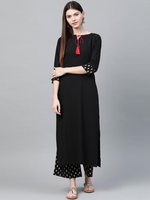 solid straight kurta - 17203735 - Very Small Image - 1