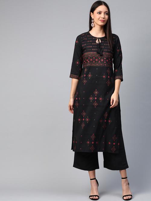 printed straight kurta - 17203748 - Very Small Image - 1