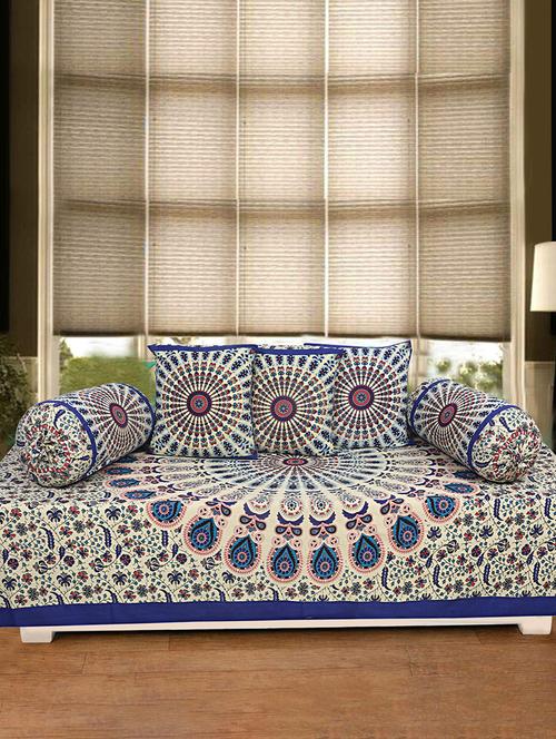 cotton jaipuri print diwan set (pack of 6) - 17204118 - Very Small Image - 1