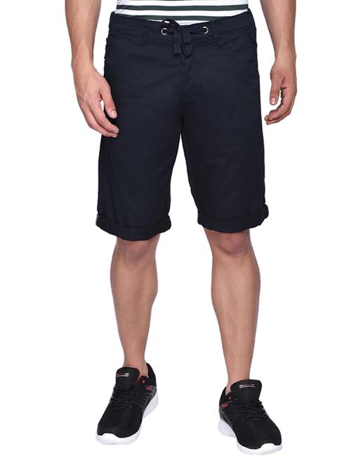 navy blue solid bermuda shorts - 17204560 - Very Small Image - 1