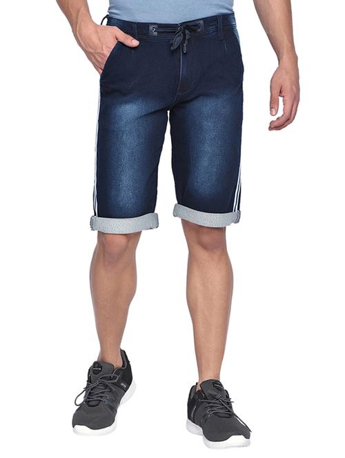 dark blue washed taped shorts - 17204600 - Very Small Image - 1