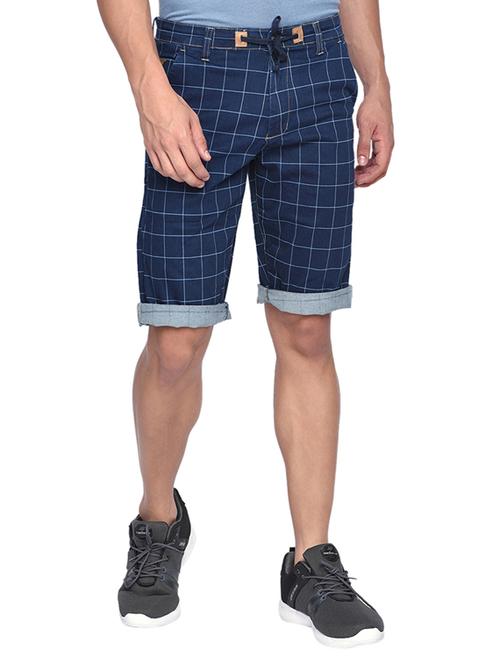 navy blue checkered bermuda short - 17204604 - Very Small Image - 1