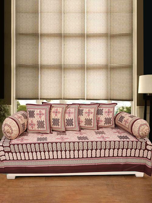 cotton jaipuri print diwan set (pack of 8) - 17205227 - Very Small Image - 1