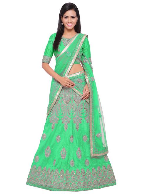 embroidered a-line semi-stitched lehenga - 17205800 - Very Small Image - 1