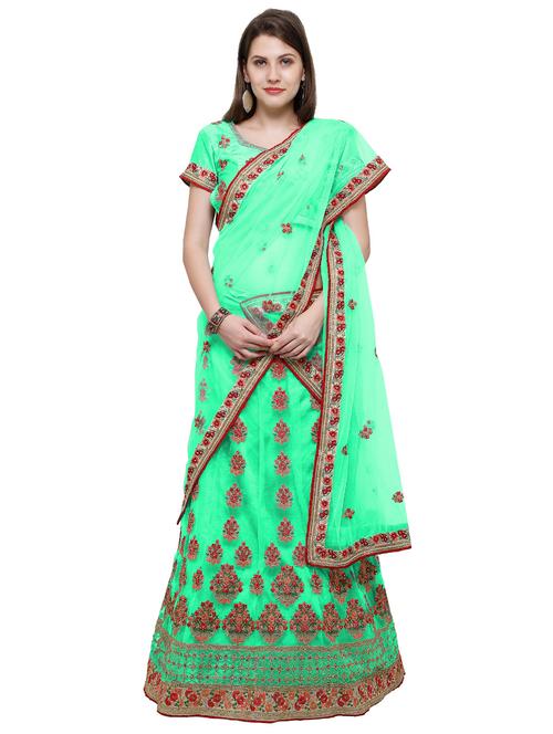 embroidered a-line semi-stitched lehenga - 17205803 - Very Small Image - 1