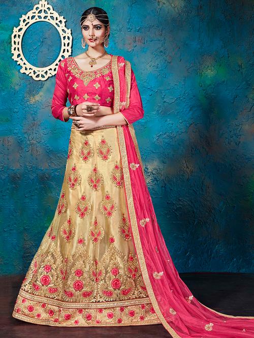 embroidered a-line semi-stitched lehenga - 17205804 - Very Small Image - 1