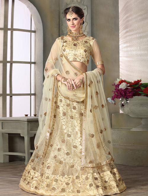 embroidered a-line semi-stitched lehenga - 17205811 - Very Small Image - 1