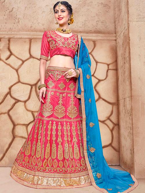 embroidered a-line lehenga - 17205837 - Very Small Image - 1