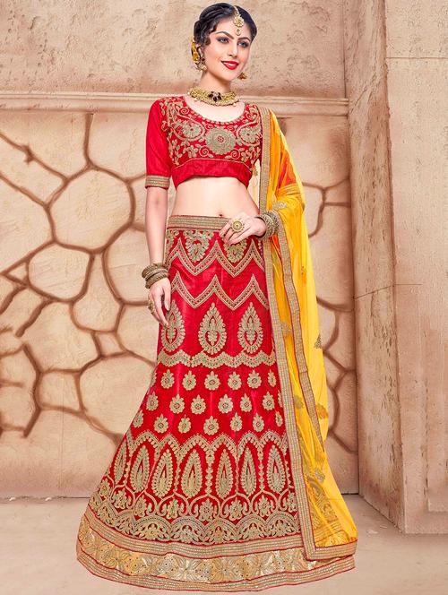 embroidered a-line lehenga - 17205838 - Very Small Image - 1