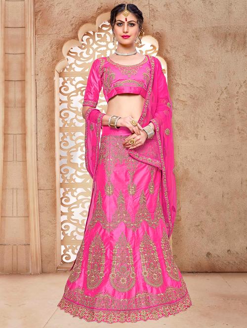 embroidered a-line lehenga - 17205839 - Very Small Image - 1