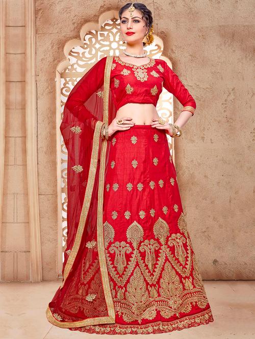 embroidered a-line lehenga - 17205840 - Very Small Image - 1
