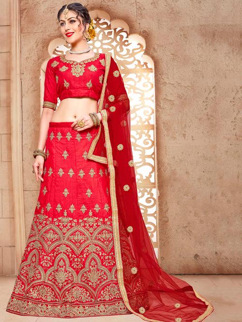 embroidered a-line lehenga - 17205842 - Very Small Image - 1