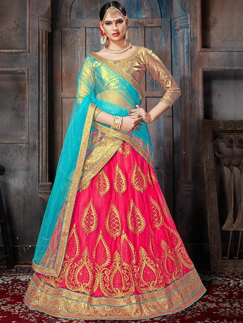 embroidered a-line lehenga - 17205850 - Very Small Image - 1