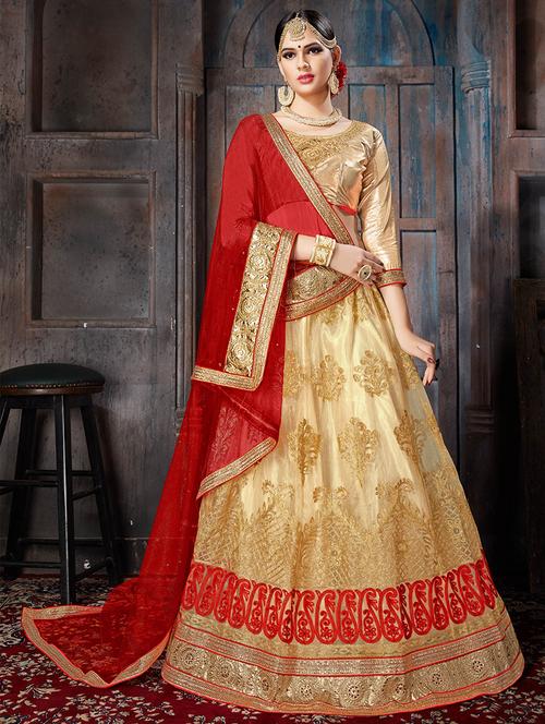 embroidered a-line lehenga - 17205851 - Very Small Image - 1