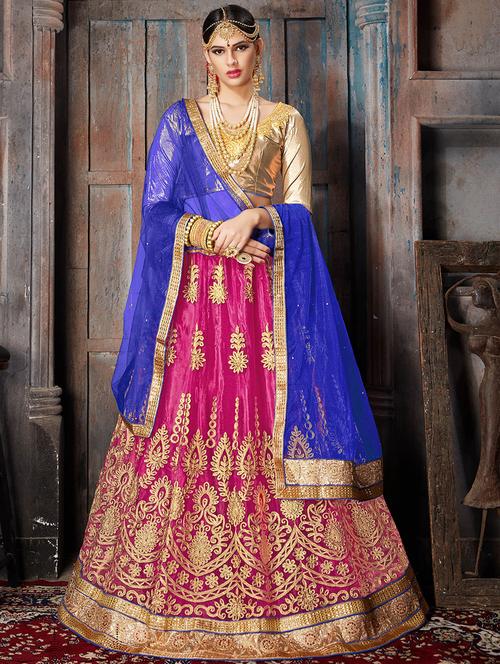 embroidered a-line lehenga - 17205852 - Very Small Image - 1