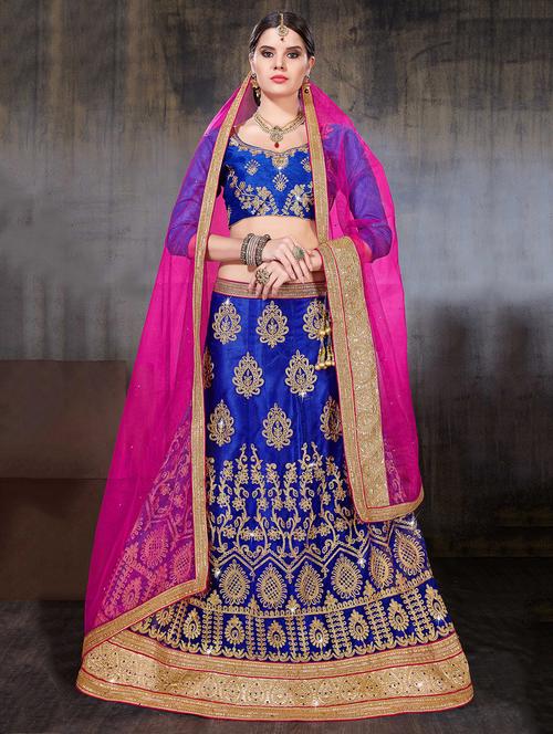 embroidered a-line lehenga - 17205861 - Very Small Image - 1
