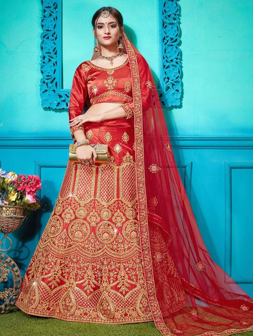 embroidered a-line lehenga - 17205912 - Very Small Image - 1