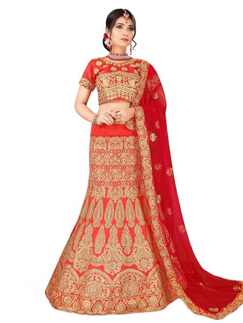 embroidered a-line lehenga - 17205938 - Very Small Image - 1