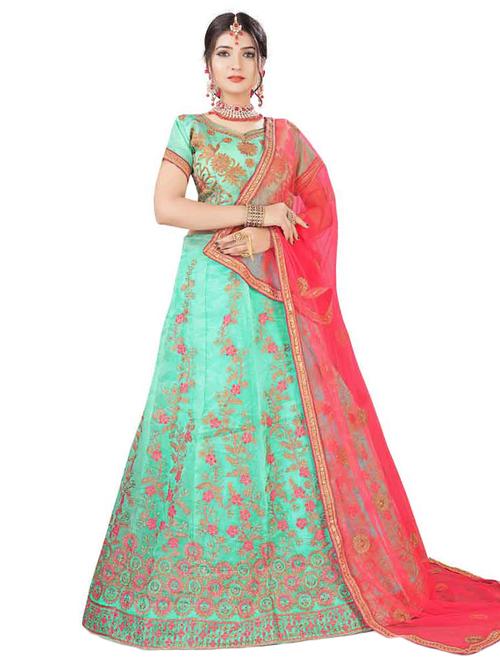embroidered a-line lehenga - 17205940 - Very Small Image - 1