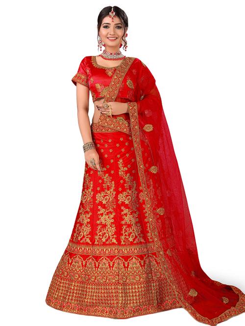 embroidered a-line lehenga - 17205974 - Very Small Image - 1