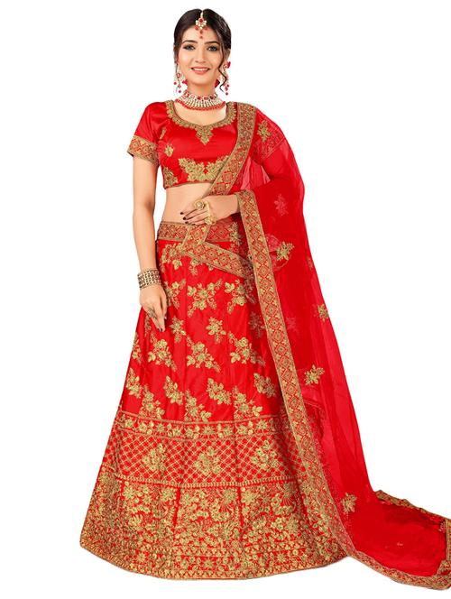 embroidered a-line lehenga - 17205976 - Very Small Image - 1