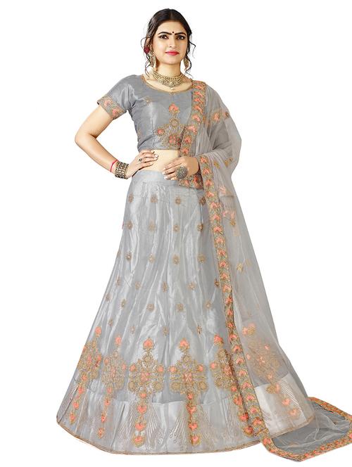 embroidered a-line lehenga - 17205977 - Very Small Image - 1