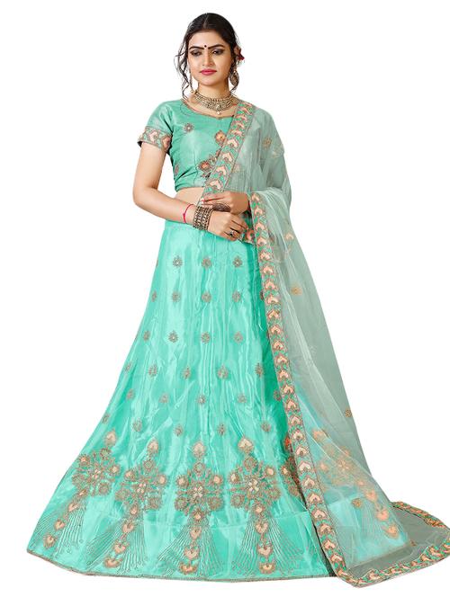 embroidered a-line lehenga - 17205979 - Very Small Image - 1