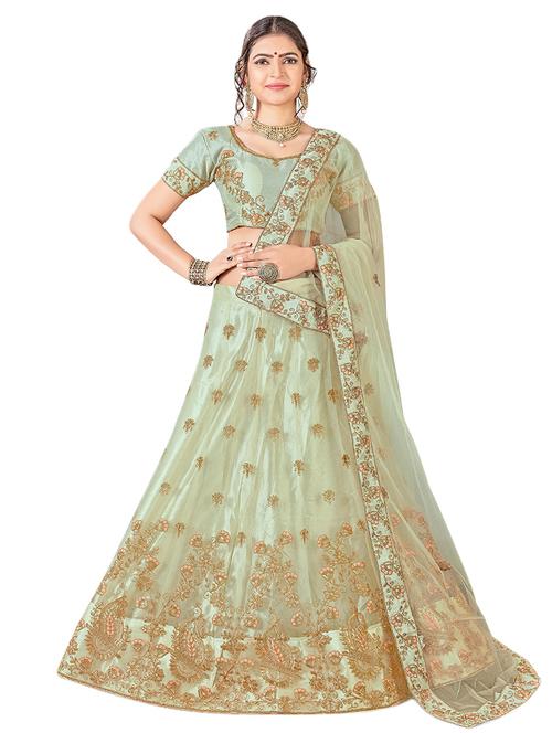 embroidered a-line lehenga - 17205980 - Very Small Image - 1