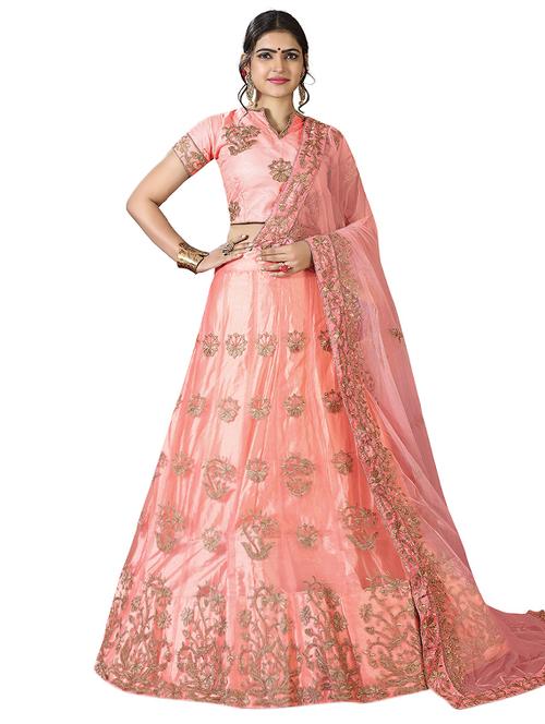 embroidered a-line lehenga - 17205983 - Very Small Image - 1