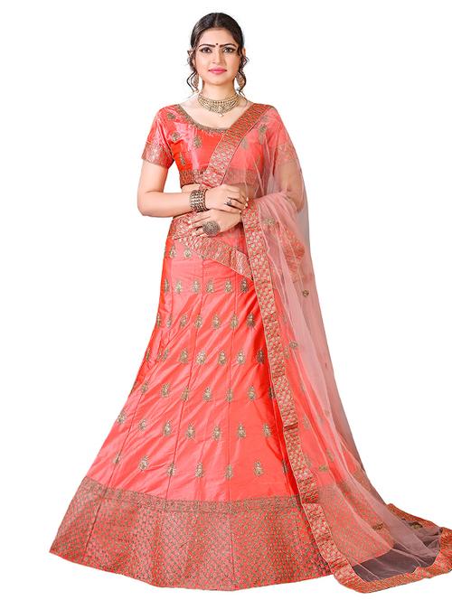 embroidered a-line lehenga - 17205984 - Very Small Image - 1
