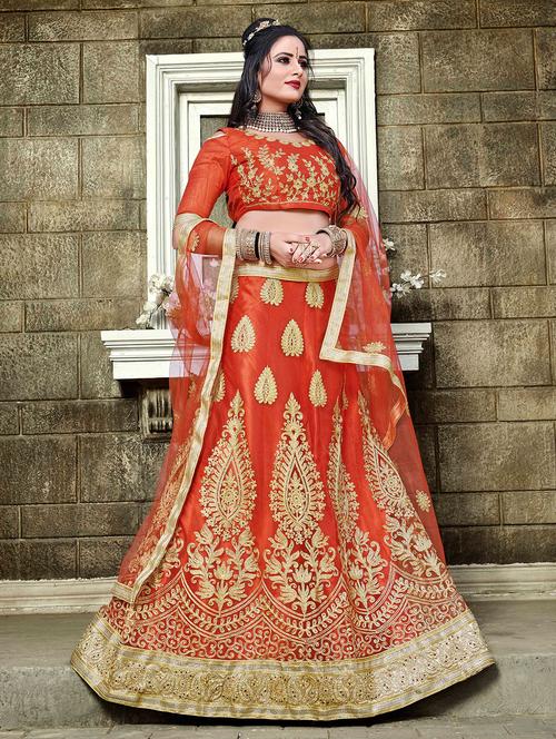 embroidered a-line lehenga - 17206005 - Very Small Image - 1