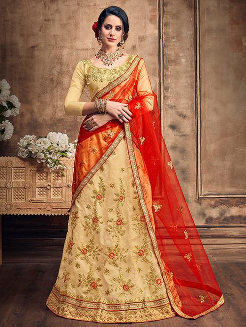 embroidered a-line lehenga - 17206041 - Very Small Image - 1