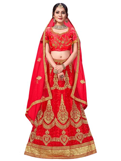 embroidered a-line lehenga - 17206052 - Very Small Image - 1
