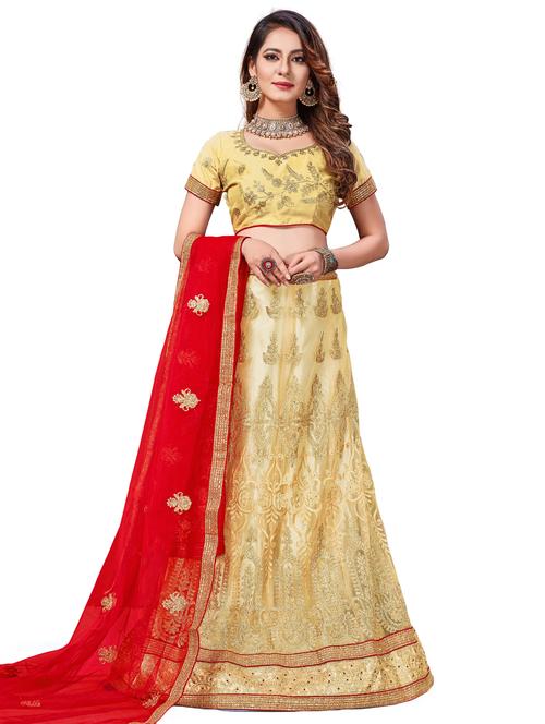 embroidered a-line lehenga - 17206053 - Very Small Image - 1