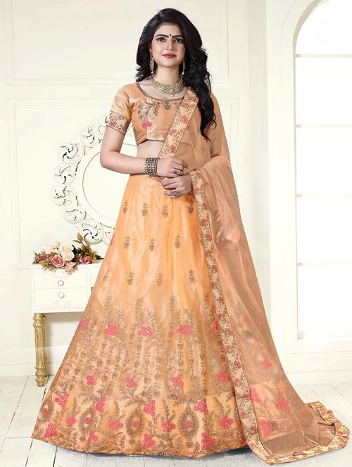 embroidered a-line lehenga - 17206057 - Very Small Image - 1