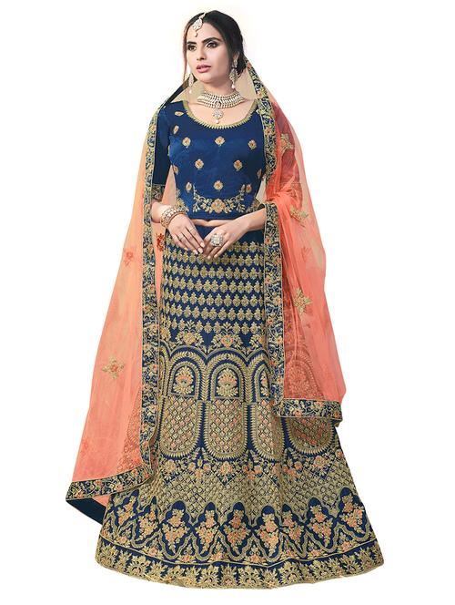 embroidered a-line lehenga - 17206061 - Very Small Image - 1