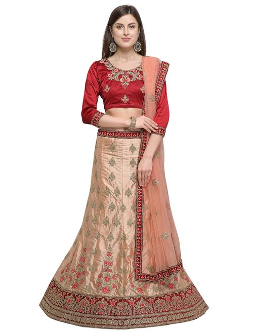 embroidered a-line lehenga - 17206064 - Very Small Image - 1