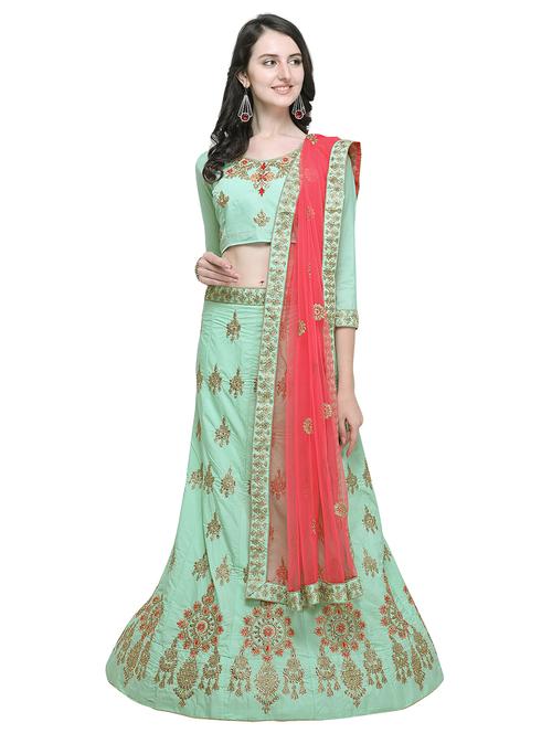 embroidered a-line lehenga - 17206067 - Very Small Image - 1