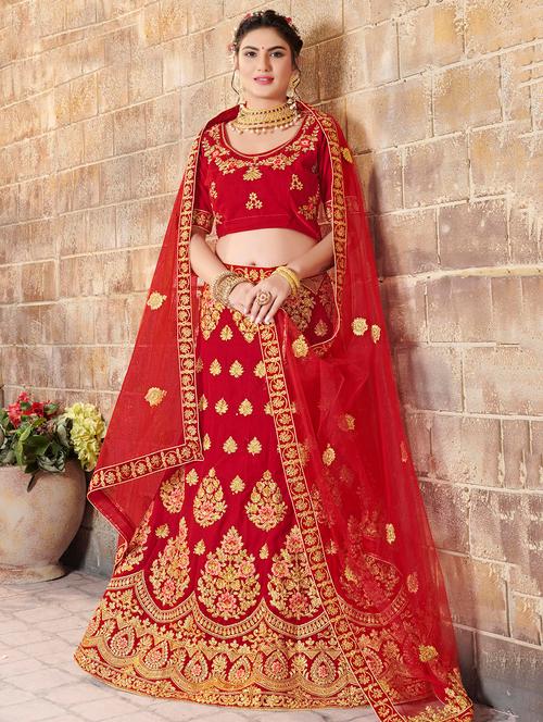 embroidered a-line lehenga - 17206075 - Very Small Image - 1