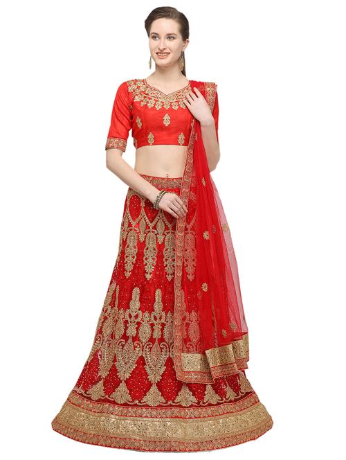 embroidered a-line lehenga - 17206078 - Very Small Image - 1
