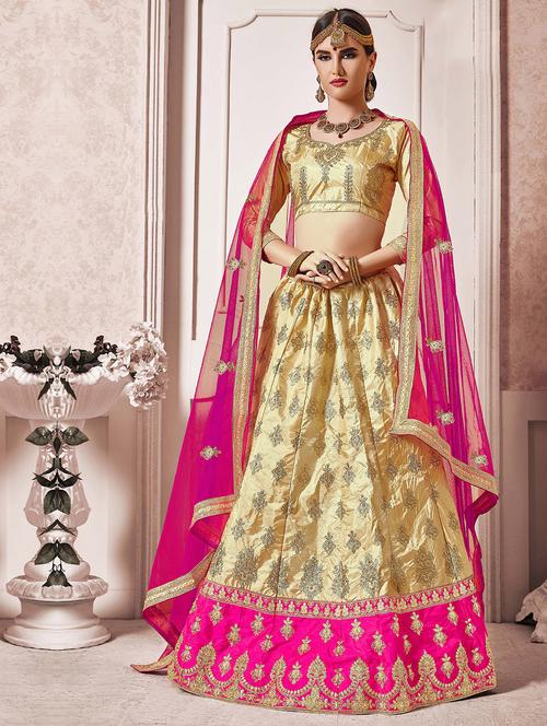 embroidered a-line lehenga - 17206094 - Very Small Image - 1