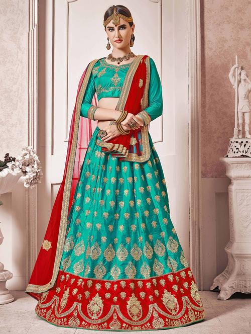 embroidered a-line lehenga - 17206096 - Very Small Image - 1