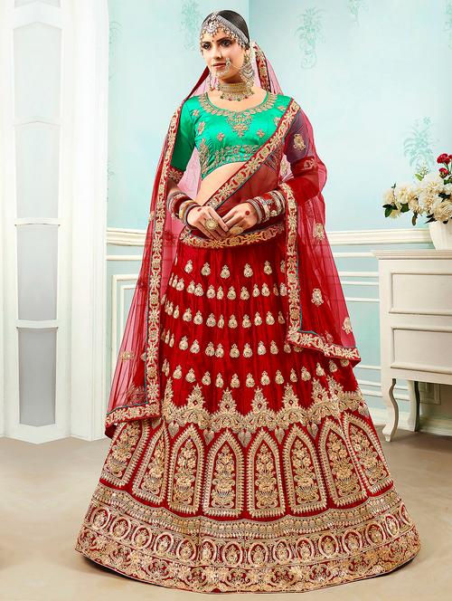 embroidered a-line lehenga - 17206102 - Very Small Image - 1