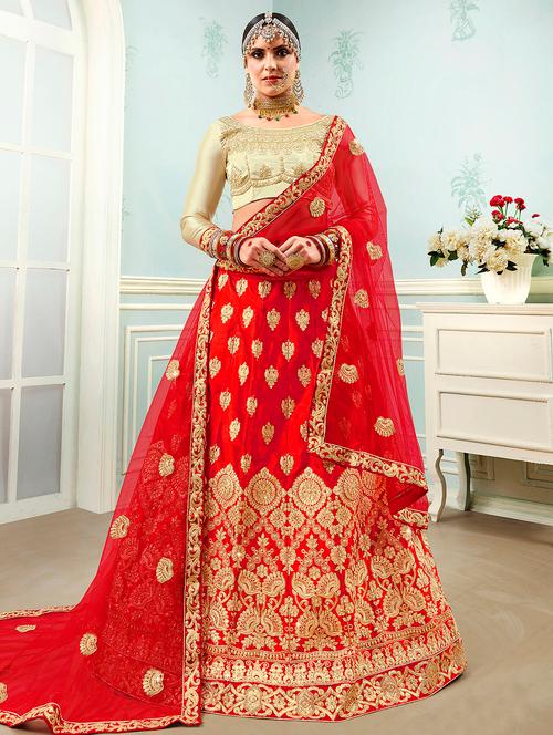 embroidered a-line lehenga - 17206104 - Very Small Image - 1