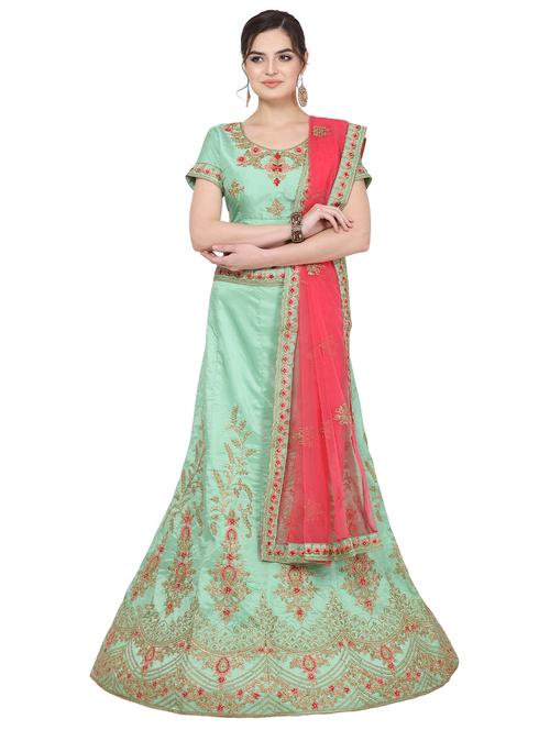 embroidered a-line lehenga - 17206133 - Very Small Image - 1