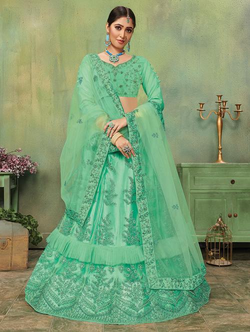 embroidered a-line lehenga - 17206151 - Very Small Image - 1