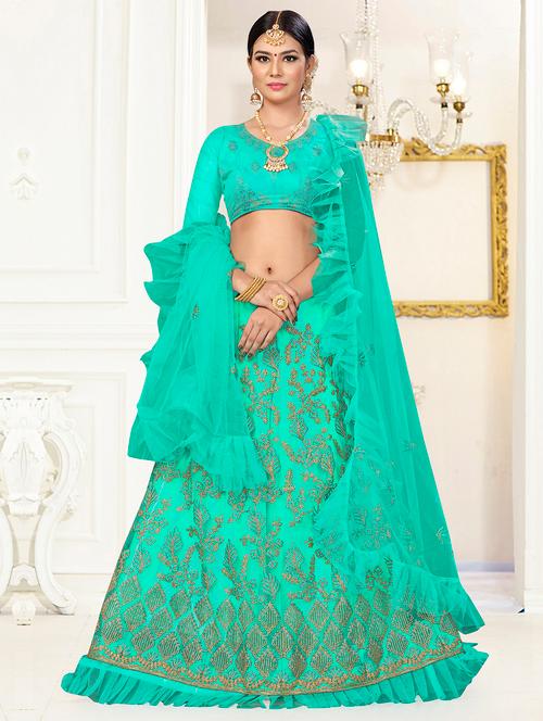 embroidered a-line lehenga - 17206159 - Very Small Image - 1