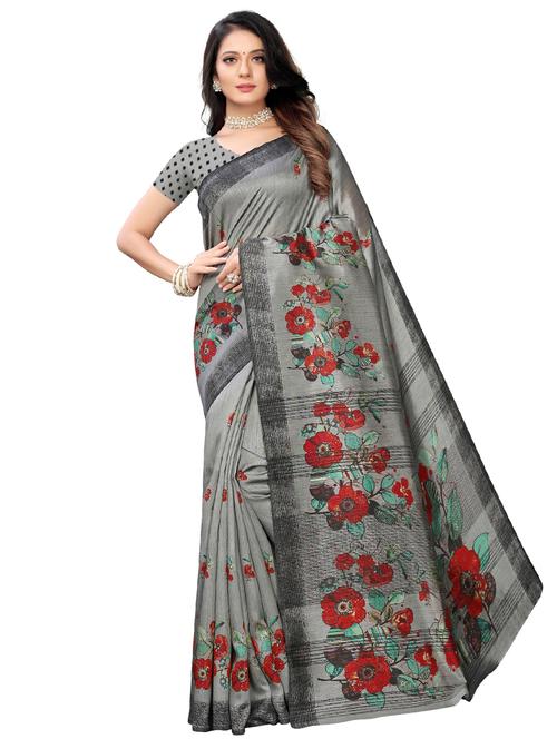 floral printed saree with blouse - 17206207 - Very Small Image - 1