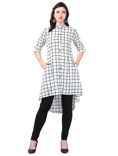 checkered high-low kurta - 17207311 - Very Small Image - 1