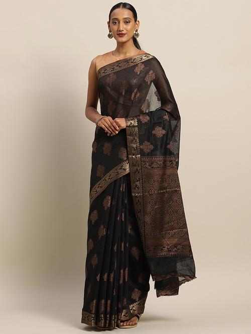 gold print handloom saree - 17207313 - Very Small Image - 1